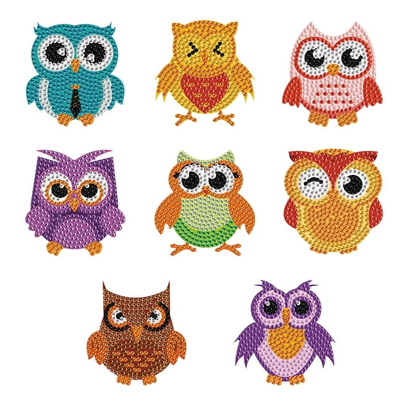 8pcs Diamond Painting Kit Fridge Magnets Colorful Owl-Shaped DIY Glitter Magnetic Stickers Creative Handmade Fridge Decorations Perfect for Kitchen Decor and Holiday Gifts