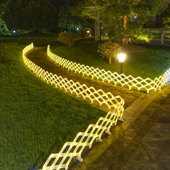8pcs Diamond Style Solar LED Fence Lights - 118Inches/3m Length 11Inches Height, Solar-Powered Decorative Lights for Courtyard, Pool, Lawn, Ideal for New Year & Christmas Celebrations