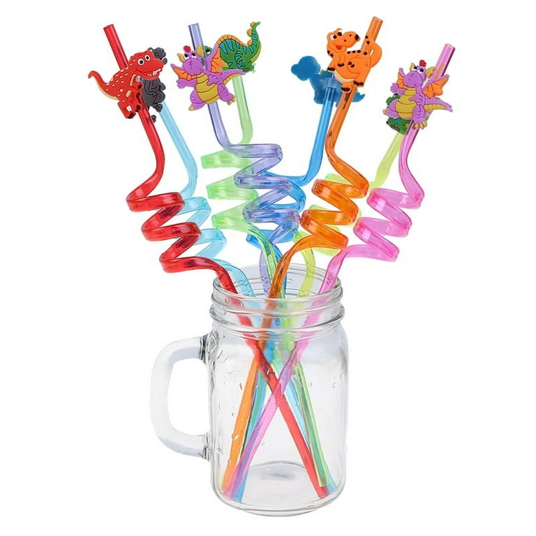 8pcs Dinosaur Plastic Drinking Straws Bar Straws for Kids Birthday Party  Decor 