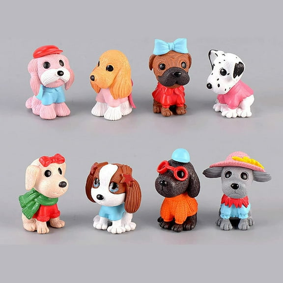 8pcs Dog Cake Decorations Puppy Cupcake Topper Mini Doggie Figurines Toy Doggie Decor Pet Theme Cupcake for Kids Birthday Baby Shower Animal Theme Party Supplies