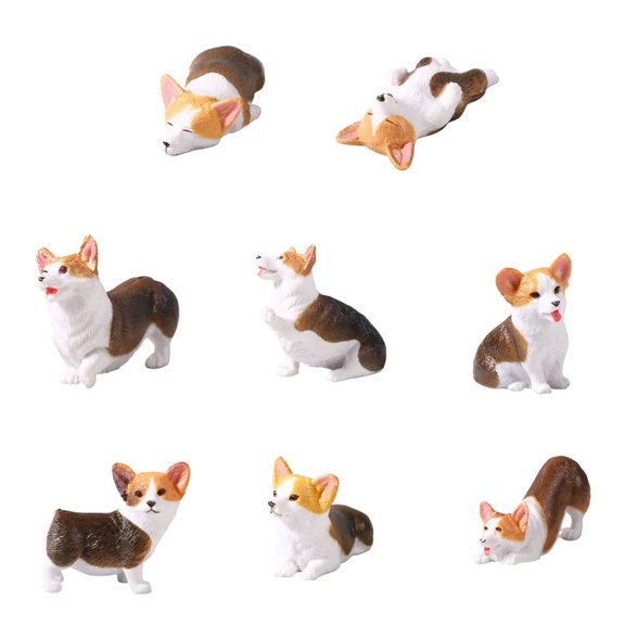 8pcs Dog Figurine With Expression Enhances Car Interior And Office Decoration