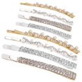 thumbnail image 1 of 8pcs Double Row Rhinestones Hair Pins Rhinestone And Pearl Bobby Pins Metal Hair Clips Sparkling HairClip For Women Girls Gold And Silver Diamond Hair Pins, 1 of 5