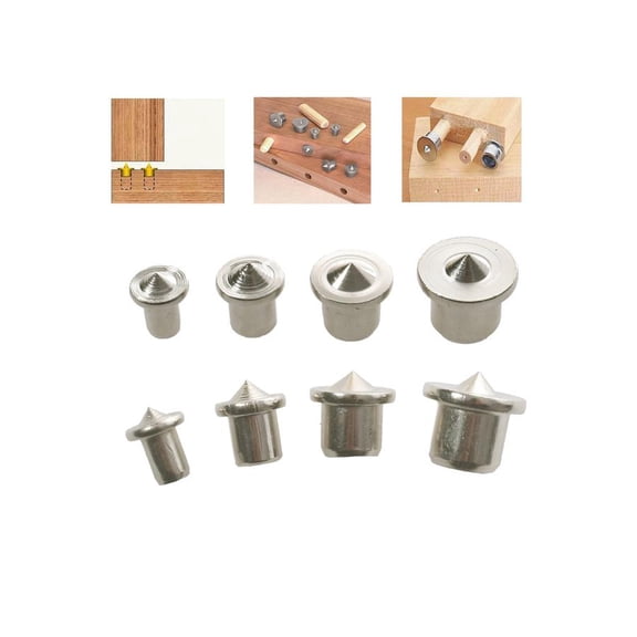 8pcs Dowel Pin Center, Woodworking Alignment Tool Points Marker Drill Center, 6/8/10/12 mm Dowel Drill Center Points Pin Set