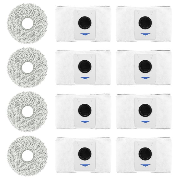 8pcs Dust Bags 4pcs Mopping Cloths For ECOVACS For DEEBOT T20 OMNI / X1 OMNI / X1 E Omni Suction Robot Household Cleaner Parts