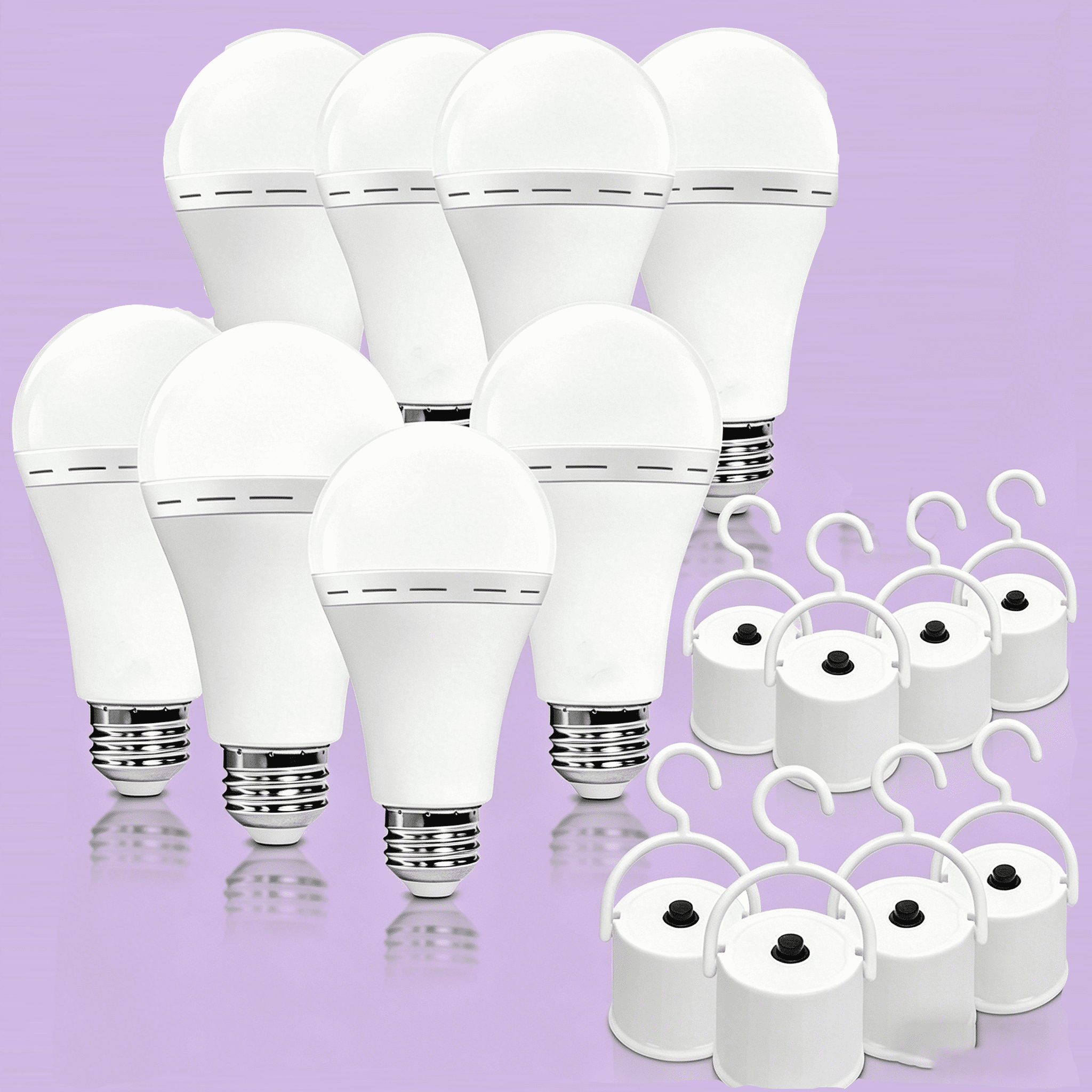 8pcs Rechargeable Emergency LED Light 12W E27 Base,for Power Outages Emergency Use