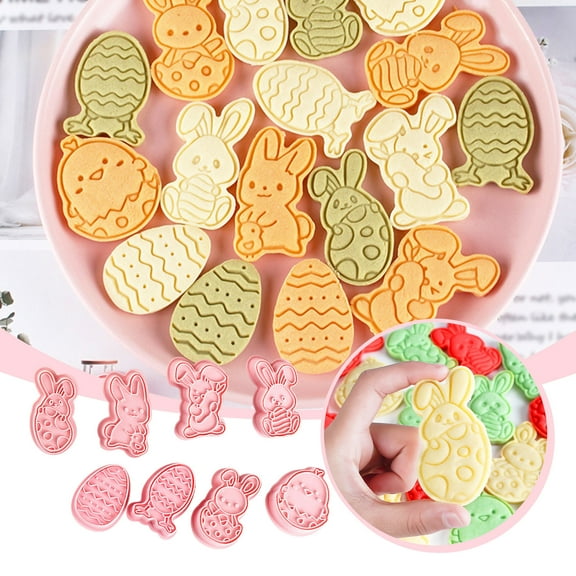 8pcs Easter Bunny Cookie Cutter 3D Baking Mold Spring Kitchen Tool Holiday Baking Supplies DIY Dessert Decor Handicraft Enthusiasts Gift