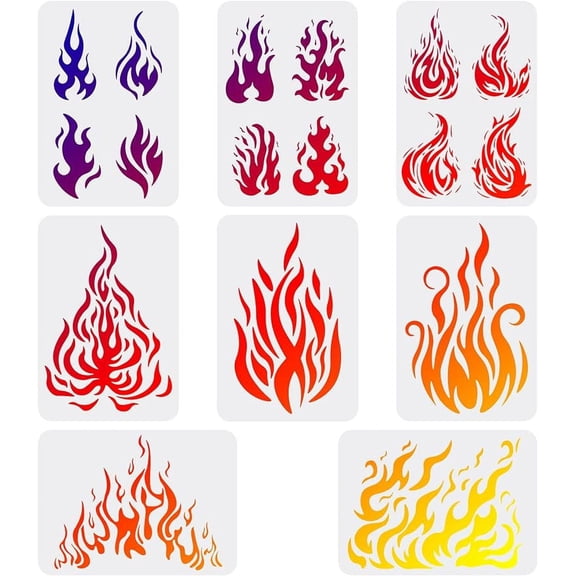 8pcs Flames Drawing Painting Stencils Templates Stencil