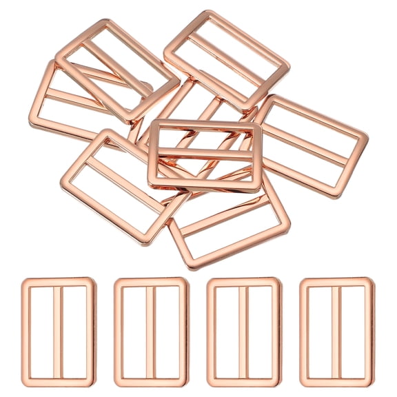 8pcs Flat Metal Slide Buckle, 1.2" Zinc Alloy Adjustable Buckles, Webbing Strap Fastener Tri Glide Adjuster Slider for Bags Backpack Purse Belts, Rose Gold