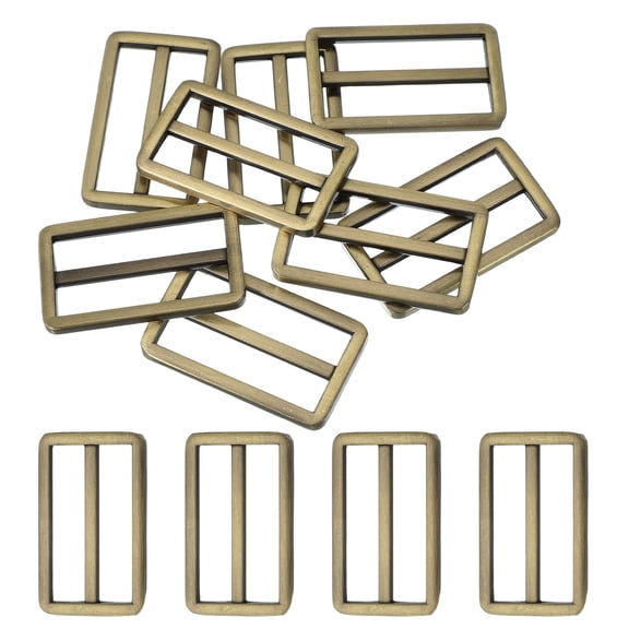 8pcs Flat Metal Slide Buckle, 1.5" Zinc Alloy Adjustable Buckles, Webbing Strap Fastener Tri Glide Adjuster Slider for Bags Backpack Purse Belts, Bronze
