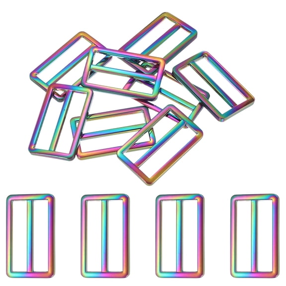 8pcs Flat Metal Slide Buckle, 1.5" Zinc Alloy Adjustable Buckles, Webbing Strap Fastener Tri Glide Adjuster Slider for Bags Backpack Purse Belts, Colorful