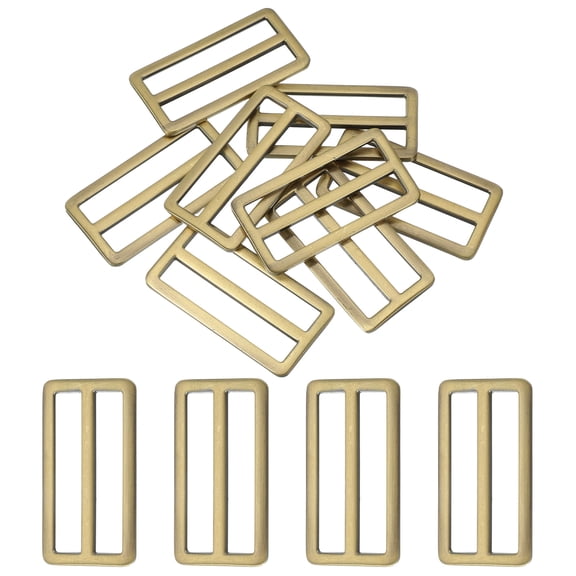 8pcs Flat Metal Slide Buckle, 2" Zinc Alloy Adjustable Buckles, Webbing Strap Fastener Tri Glide Adjuster Slider for Bags Backpack Purse Belts, Bronze