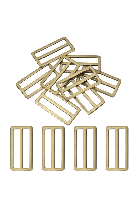 8pcs Flat Metal Slide Buckle, 2" Zinc Alloy Adjustable Buckles, Webbing Strap Fastener Tri Glide Adjuster Slider for Bags Backpack Purse Belts, Bronze