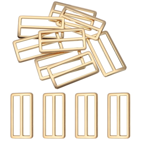 8pcs Flat Metal Slide Buckle, 2" Zinc Alloy Adjustable Buckles, Webbing Strap Fastener Tri Glide Adjuster Slider for Bags Backpack Purse Belts, Light Gold