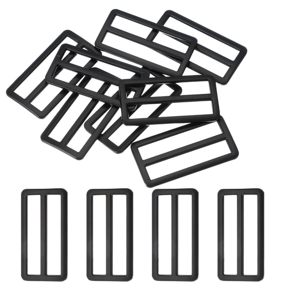 8pcs Flat Metal Slide Buckle, 2" Zinc Alloy Adjustable Buckles, Webbing Strap Fastener Tri Glide Adjuster Slider for Bags Backpack Purse Belts, Black