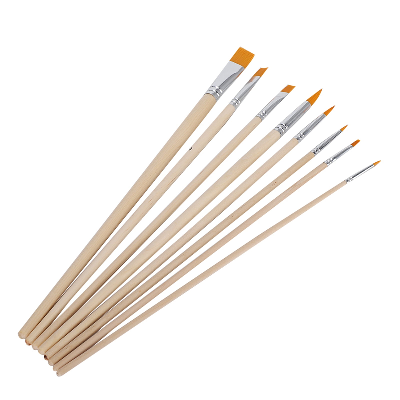 8pcs Flat Paint Brushes Set Nylon Hair Wooden Handle for Watercolor