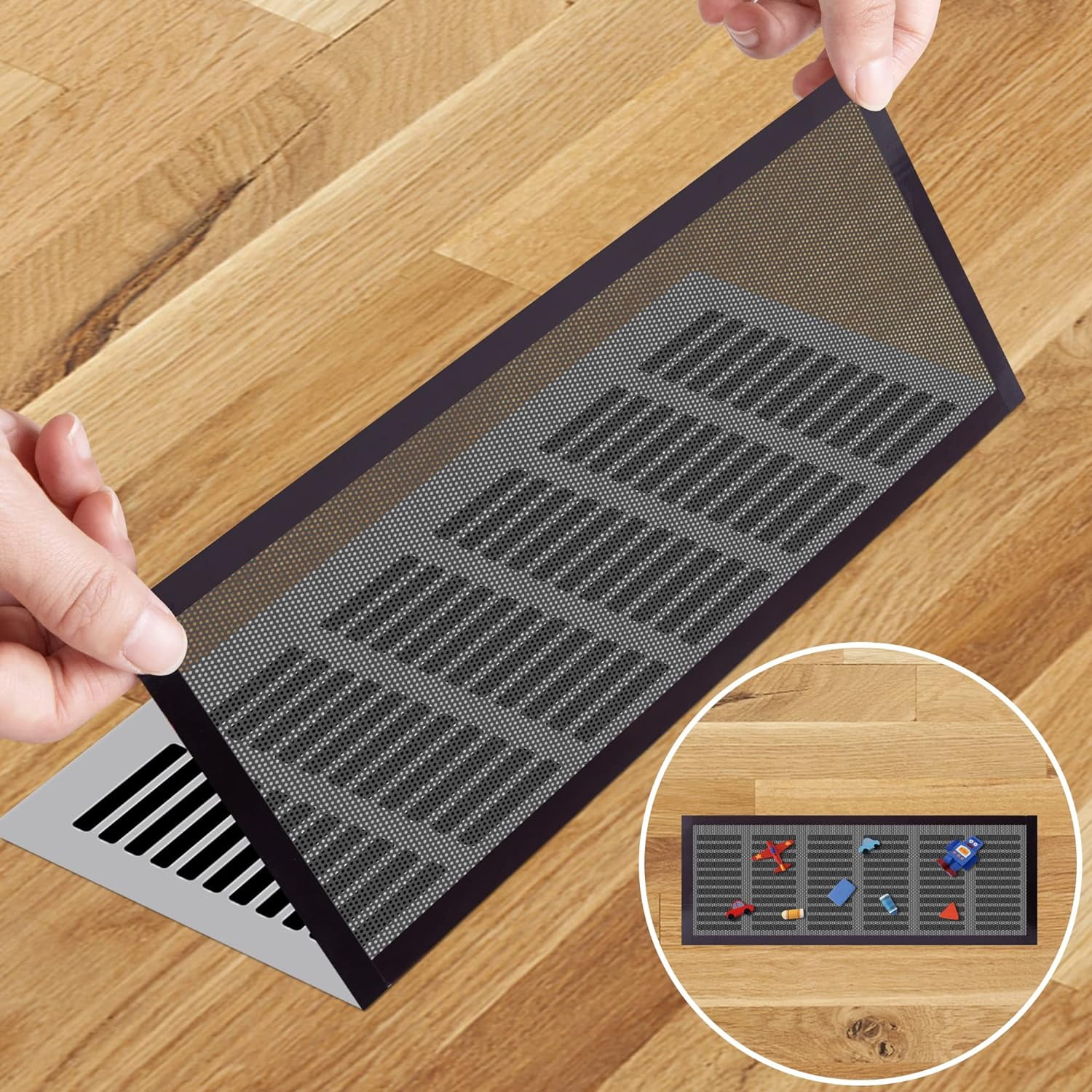 8pcs Floor Vent Mesh Covers, 5.5x12" Magnetic Air Vent Screen Register Trap, Rectangle PVC Floor Register Mesh Cover for Wall Ceiling Floor Catch Debris Hair Insect
