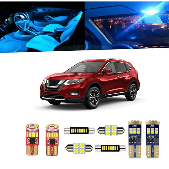 8pcs For Rogue interior LED Lights Kit for Nissan Rogue 2014 2015 2016 2017 2018 2019 LED Dome Trunk Vanity Mirror Light License Plate