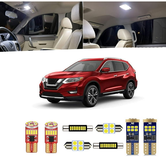 8pcs For Rogue interior LED Lights Kit for Nissan Rogue 2014 2015 2016 2017 2018 2019 LED Dome Trunk Vanity Mirror Light  License Plate