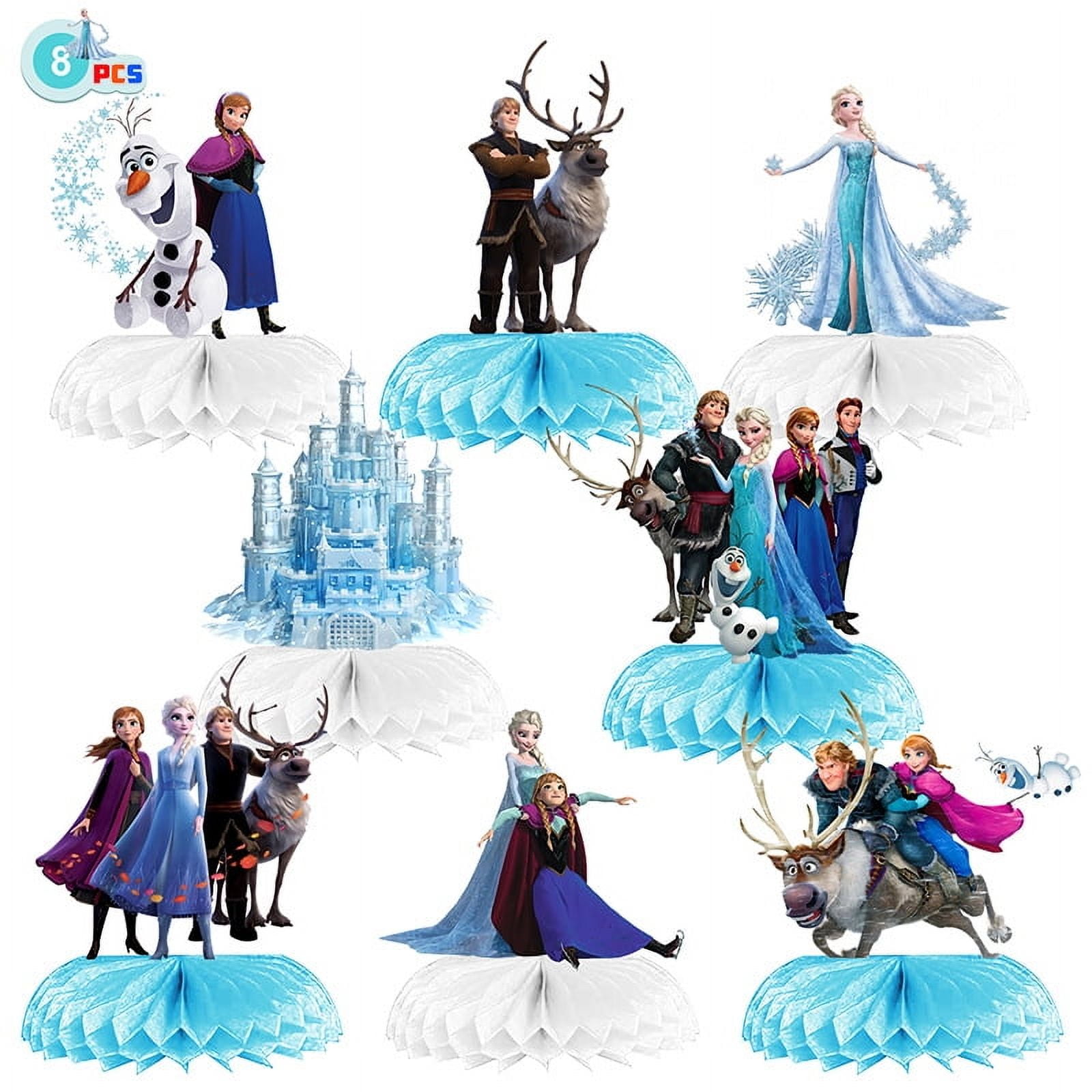 8pcs Frozen Theme 3D Double Side Honeycomb Centerpieces Table Toppers,Cartoon Birthday Party Decorations Supplies for kids.