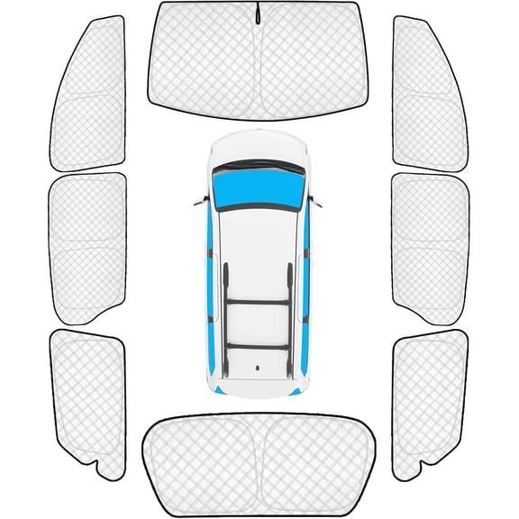 8pcs Full Sun Shades Custom for Toyota Sienna 2013-2018 Accessories, Sienna Sunshade Car Window Covers for Windshield Side Rear, Sun Visor UV Block and Blackout Privacy for Camping Outdoor