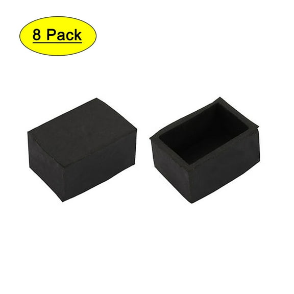 8pcs Furniture Desk Chair 30mmx20mm Rectangle Rubber Leg Tip Cap Black