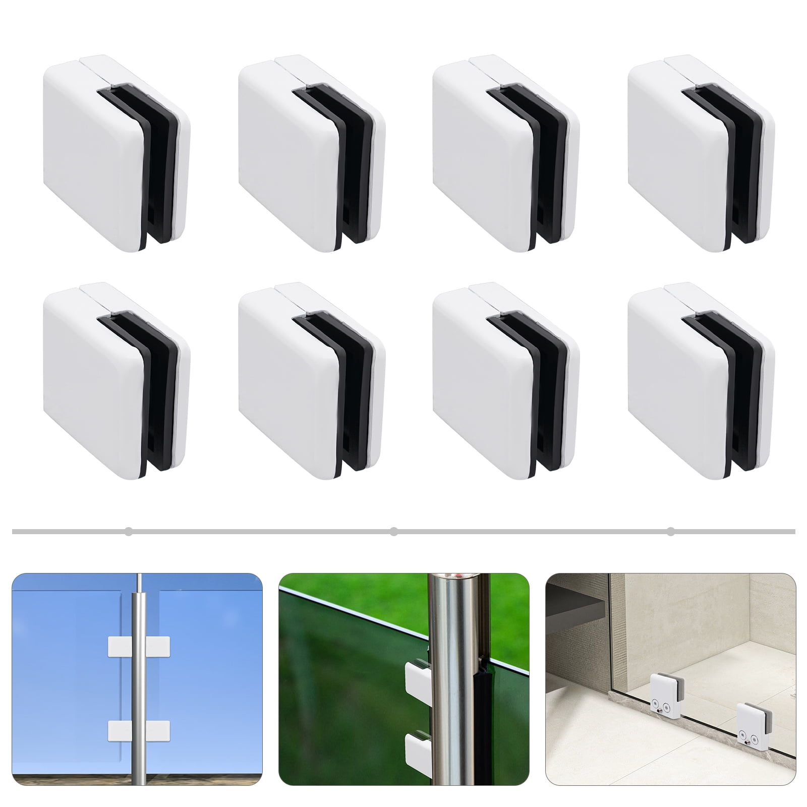 8pcs Glass Clamp Clip, Stainless Steel Glass Clamp Clip, White Glass Clamp Clip