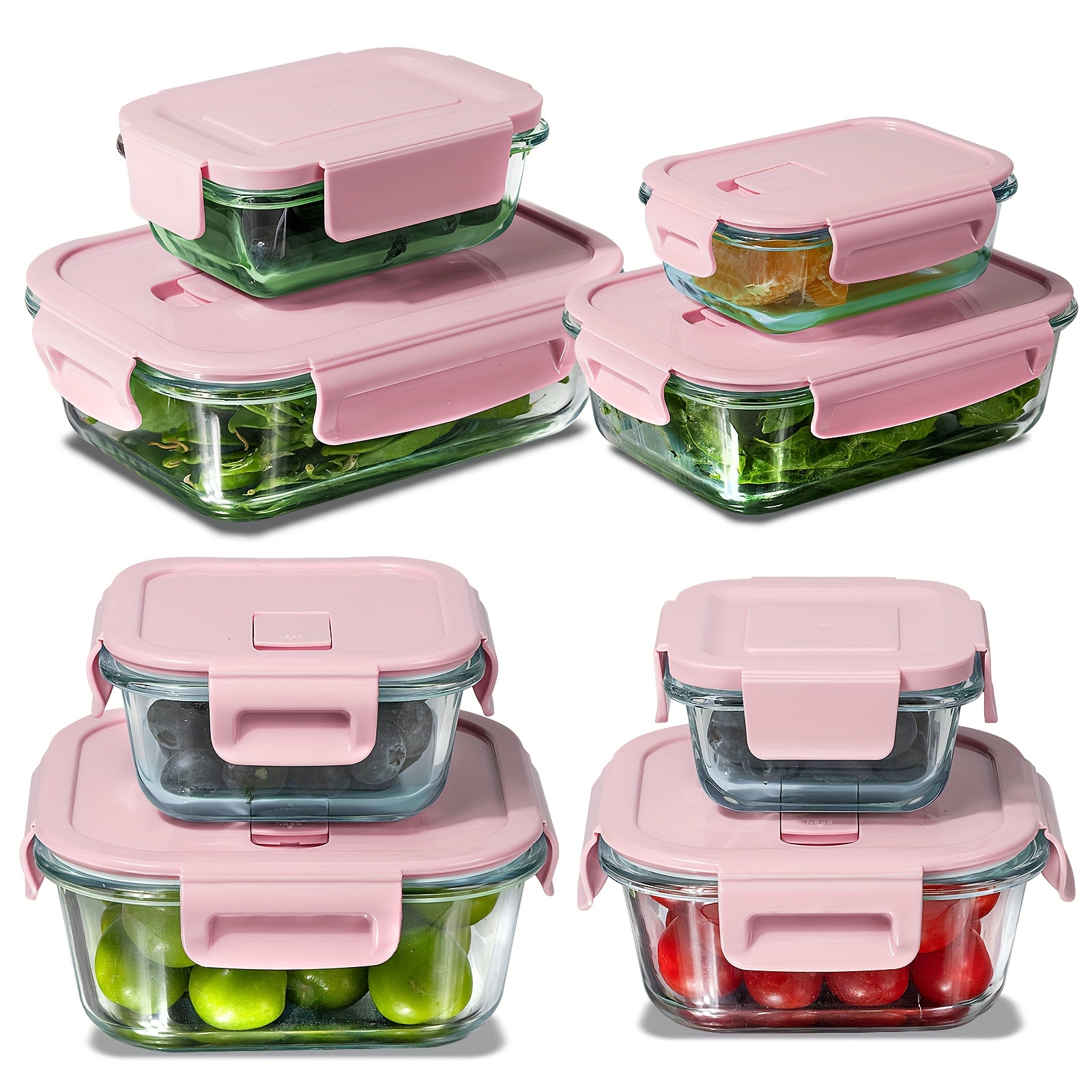 8-Piece Glass Food Storage Containers Set - Anti-slip Stripes ...