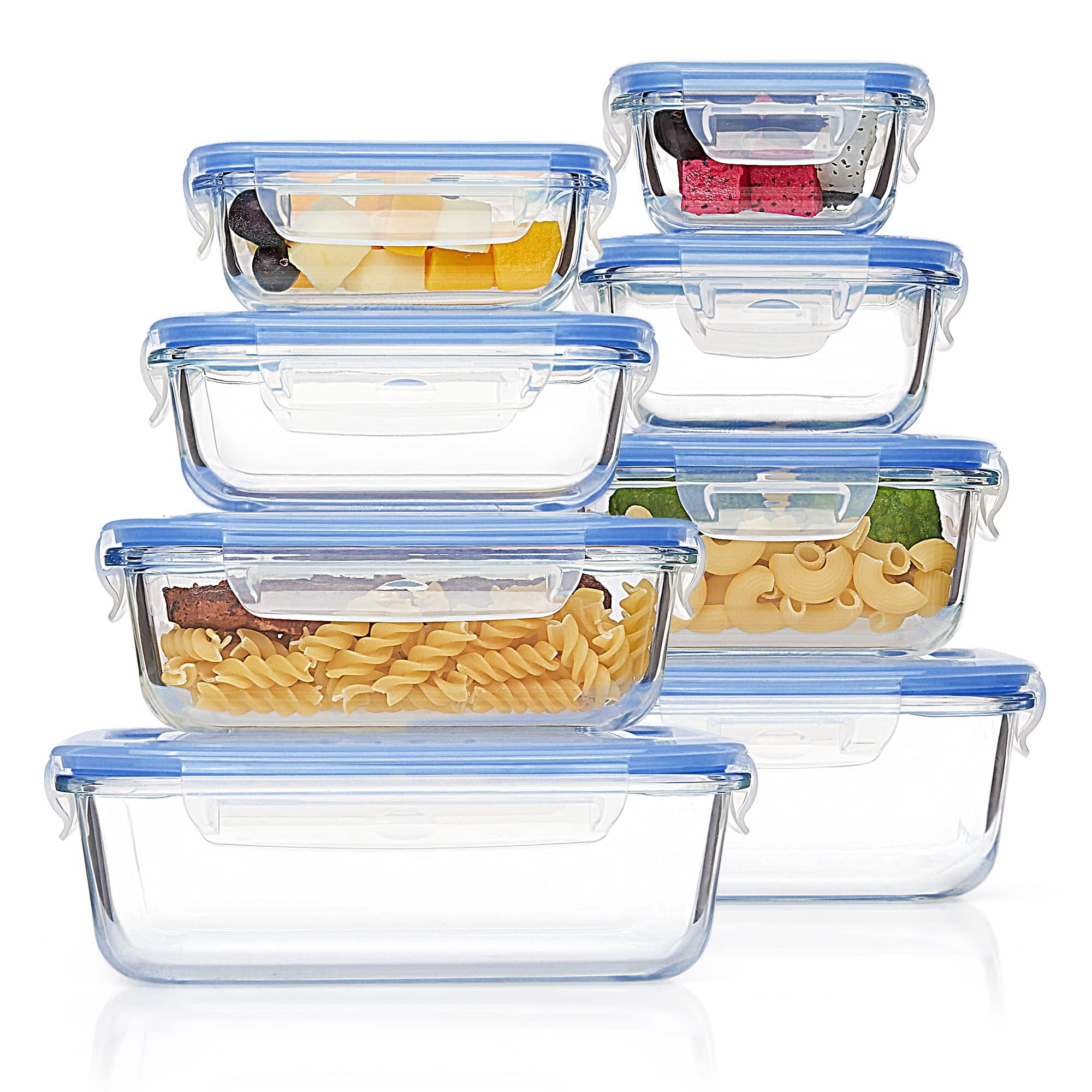 8pcs Glass Storage Container Set with Lids, Vtopmart Meal Prep