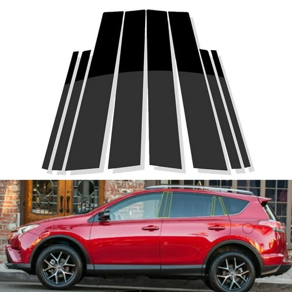 8pcs Glossy Black Window Pillar Posts Covers Trim For Toyota RAV4 2013-2018