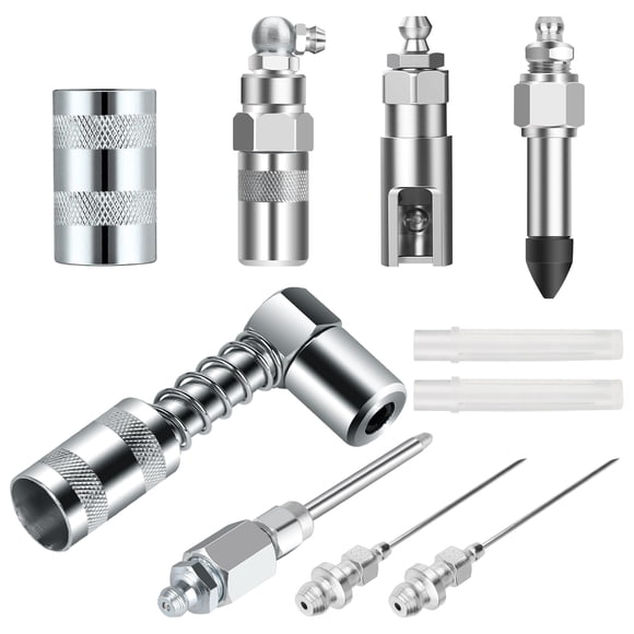 8pcs Grease Needle Tip Kit, EEEkit Grease Gun Tips Set Grease Needle Dispenser Hardened Grease Fitting Tool, Silver