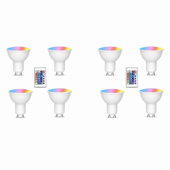 8pcs Gu10 Bulbs and 1remote Control with Memory Function 17colors Changeable Spot Ligh 4dynamic Lighting Modes Spotlight