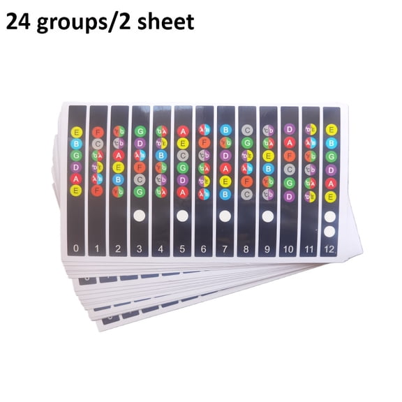 8pcs Guitar Fretboard Stickers. Color-Coded Note And Chord Charts with Numbered Stickers, for Folk/Bass Guitars Easy-Peel Practice Decals for Beginners/Advan