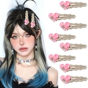 8pcs Hair Clips Star Hair Clip Kawaii Hair Accessories for Women Heart Hair Clips Rave Hair Accessories for Girls Metal Hair Barrettes 2000s Sweet Side ClipsPink Heart