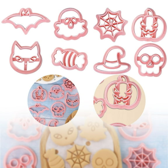 8pcs Halloween Cookie Moulds for Baking Cookie Mould Press Halloween Cookie Mould Set, Clearance, Kitchen Tools Plastic Witch Cookie Stamps Bat Cookie Cutter