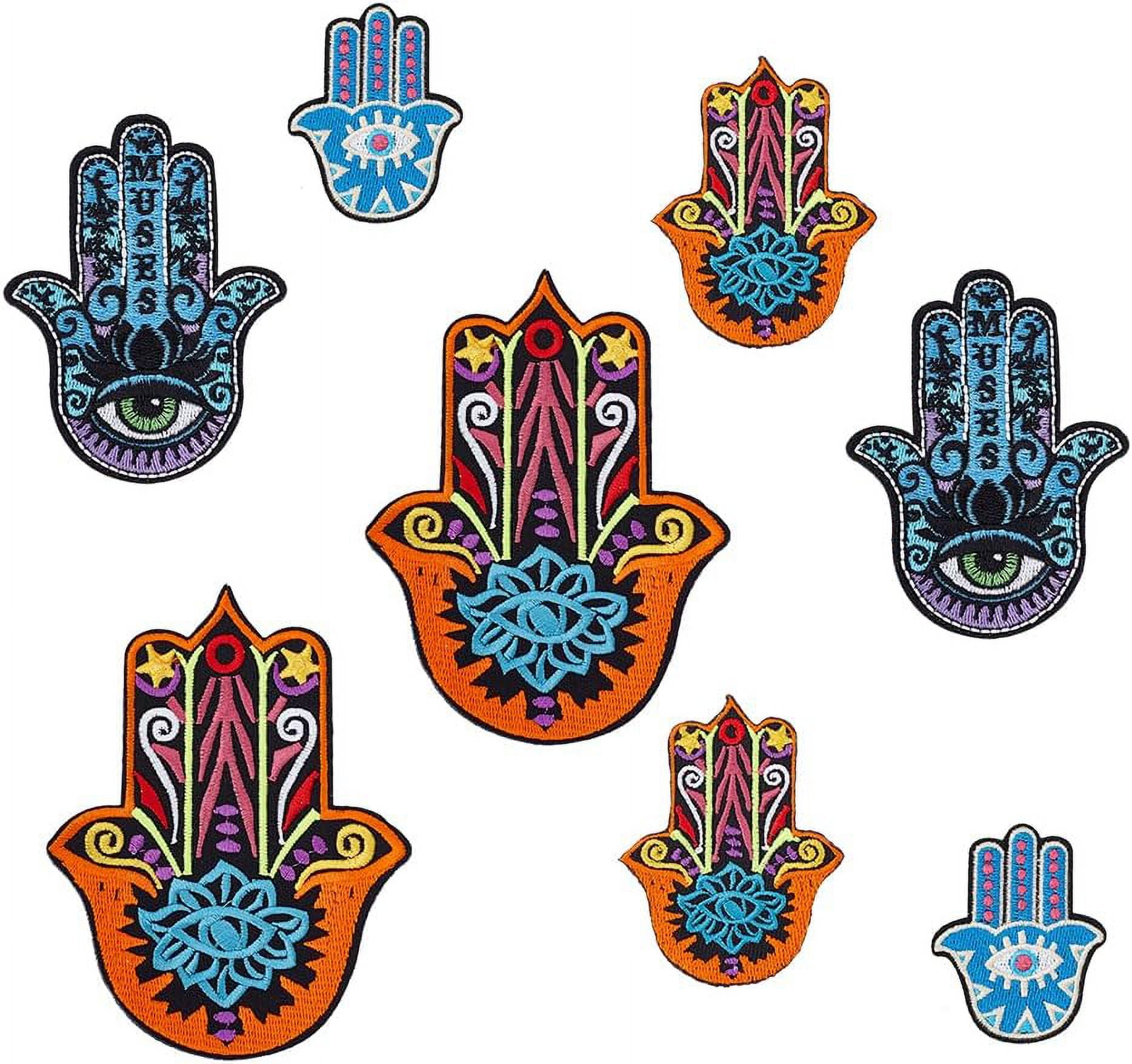Good Luck I Love You Hand Sign & All Seeing Eyes Patch - Embroidered Iron-On/Sew-On Emblem, 2x4 Inches - View #2