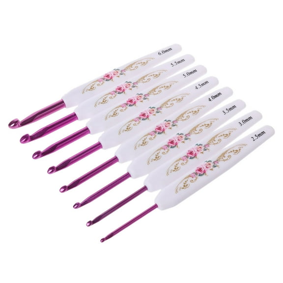 8pcs Handle Floral Aluminium Crochet Hooks Knitting Needle Set Weaving