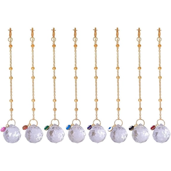 8pcs Hanging Pendant Decoration Blue Evil Eyes Charms Clear Teardrop Hanging Ornaments Wall Hanging Lucky Protection for Car Rear View Mirror Balcony Office Door Window Black