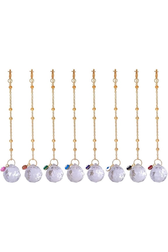 8pcs Hanging Pendant Decoration Blue Evil Eyes Charms Clear Teardrop Hanging Ornaments Wall Hanging Lucky Protection for Car Rear View Mirror Balcony Office Door Window