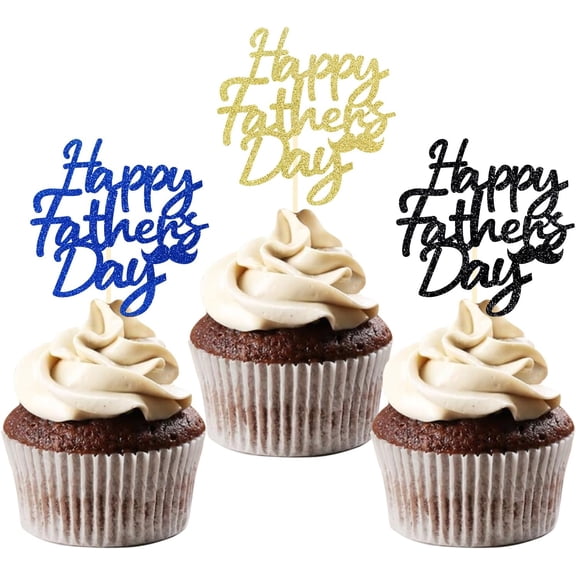8pcs Happy Father's Day Cupcake Toppers for Father's Day Decorations, Best Dad Cupcake Picks for Father's Birthday Decorations (happy)