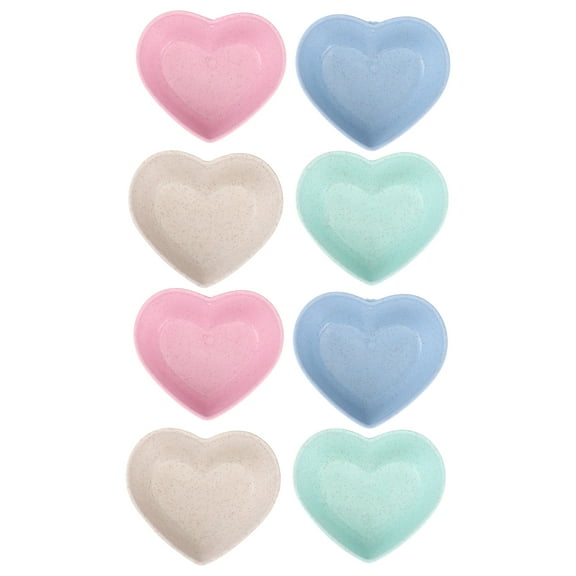 TEHAUX 8pcs Heart Shape Seasoning Dish Dipping Sauce Dish for Restaurant Use Plastic Assorted Color
