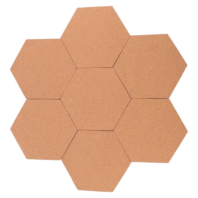 8pcs Hexagon Cork Boards Tiles Self Adhesive Bulletin Board DIY Notice