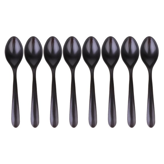 8pcs Imitation Porcelain Spoons Tableware Black Frosted Imitation Porcelain Spoons