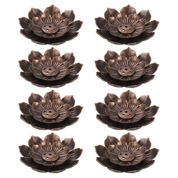 8pcs Incense Burner Kit, Brass Lotus Stick Incense Holder Ash Catcher for Yoga Meditation Copper