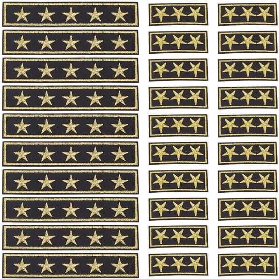 8pcs Iron on Patches Military Embroidered Star Epaulet Flag Stars Shoulder Strap Iron on Patch DIY Craft Accessories Sew On Patch