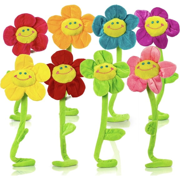 8pcs Kids Flower Plush Toy: Bendable Stuffed Sunflower Stems Bendy Plushie Gift For Your Kids Toddler