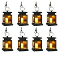 thumbnail image 1 of 8pcs LED Solar Hanging Lights Outdoor Patio Garden Lantern, Warm White , ABS, Black, 1 of 8