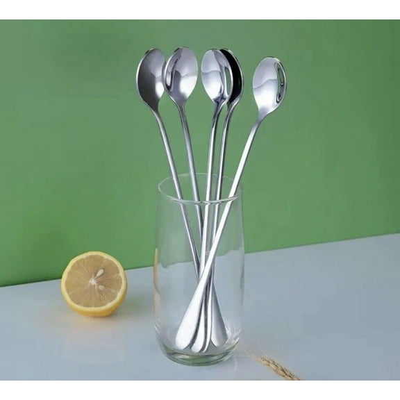 8pcs Long Handle Teaspoons Tea Spoon Stainless Steel Coffee Latte Ice-cream spoon