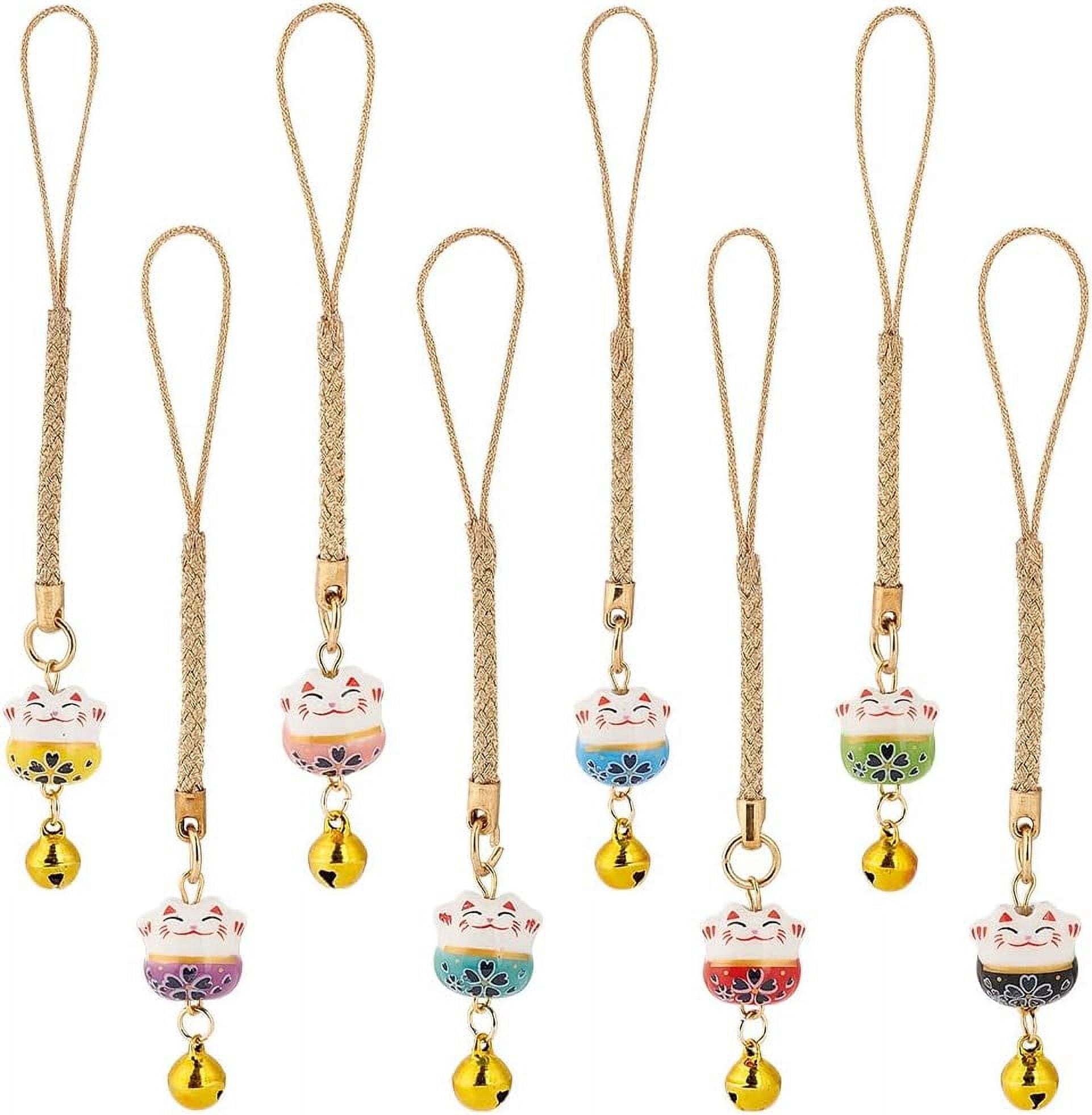 GALPADA Sakura Maneki Neko Handyanhänger – Glückskatze Telefonlanyard Mit Kirschblüten Design