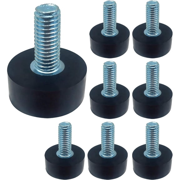 8pcs M8 Adjustable Rubber Furniture Levelers Screw in Threaded Furniture Legs Leveling Feet -Adjustable Furniture Feet Iron Chair Leg Levelers -Floor Protector Heavy Duty Leveling Feet Glides