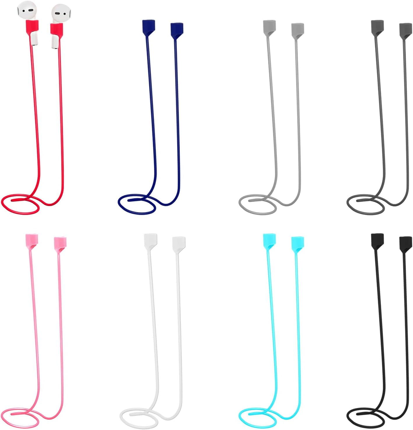 8pcs AntiLost Straps, Earbuds Lanyard Soft Silicone AntiLost